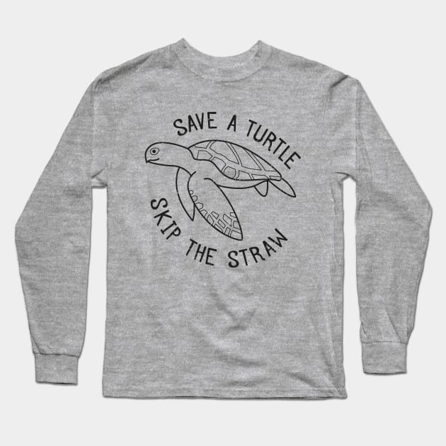 Save A Turtle Skip The Straw Long Sleeve T-Shirt by bangtees